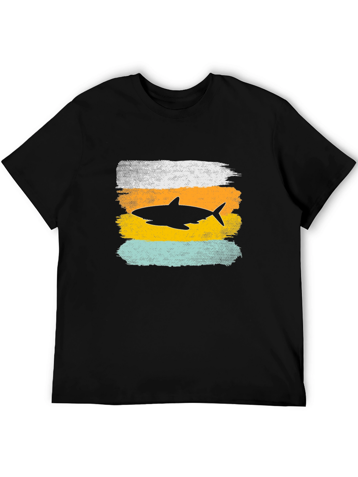 Shark Silhouette Graphic Tee - Distressed Style