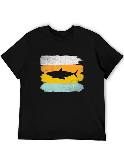 Shark Silhouette Graphic Tee - Distressed Style