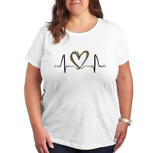 Leopard Print Heartbeat Wild Love ECG Graphic Tee