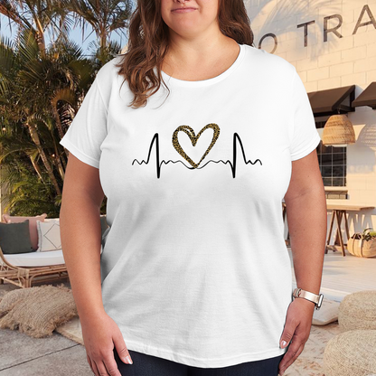 Leopard Print Heartbeat Wild Love ECG Graphic Tee