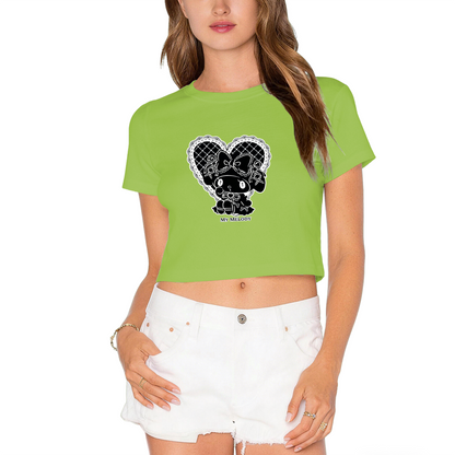 Lace Heart My Melody Gothic Black Crop Top