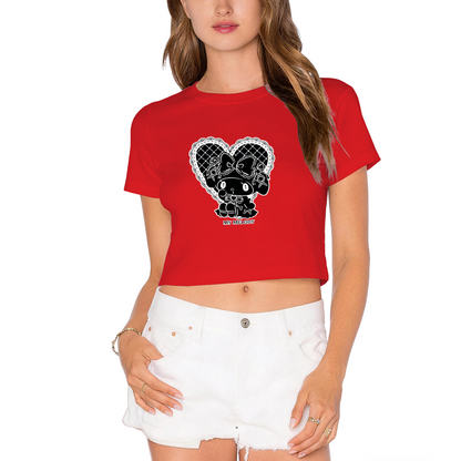 Lace Heart My Melody Gothic Black Crop Top