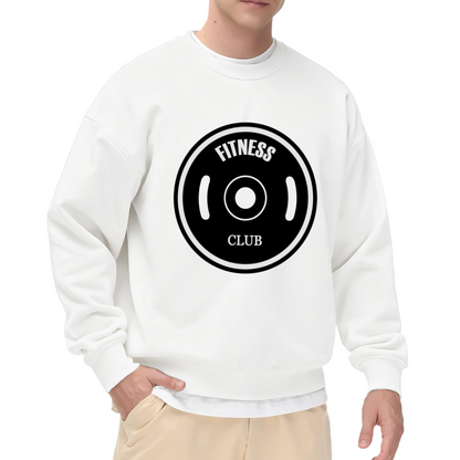 Fitness Club Weight Plate Crewneck Sweatshirt - Gym Workout Graphic Pullover, Bodybuilding Motivation, Lifting Top
