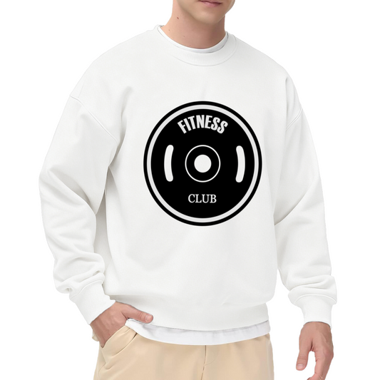 Fitness Club Weight Plate Crewneck Sweatshirt - Gym Workout Graphic Pullover, Bodybuilding Motivation, Lifting Top