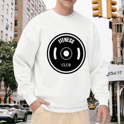 Fitness Club Weight Plate Crewneck Sweatshirt - Gym Workout Graphic Pullover, Bodybuilding Motivation, Lifting Top
