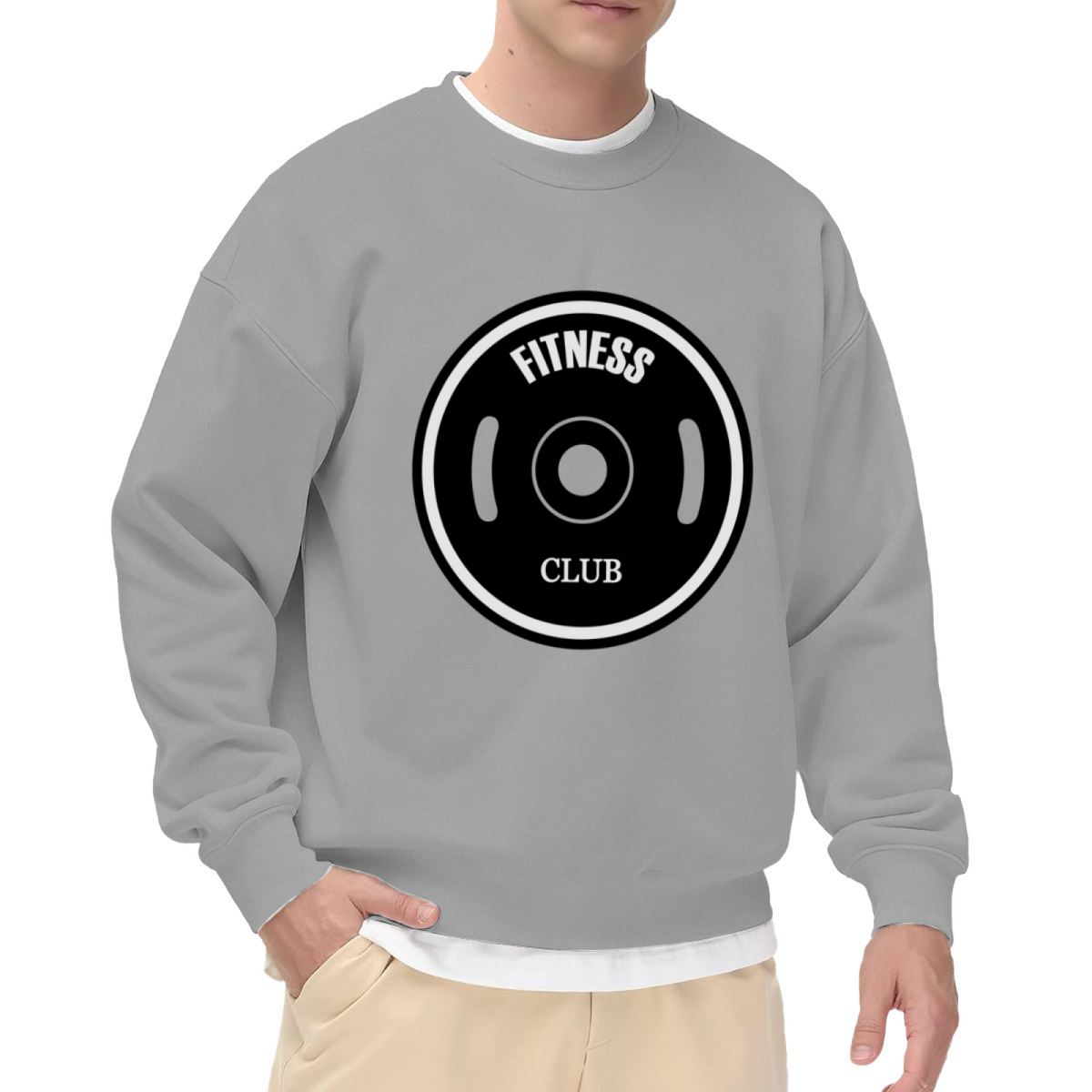 Fitness Club Weight Plate Crewneck Sweatshirt - Gym Workout Graphic Pullover, Bodybuilding Motivation, Lifting Top