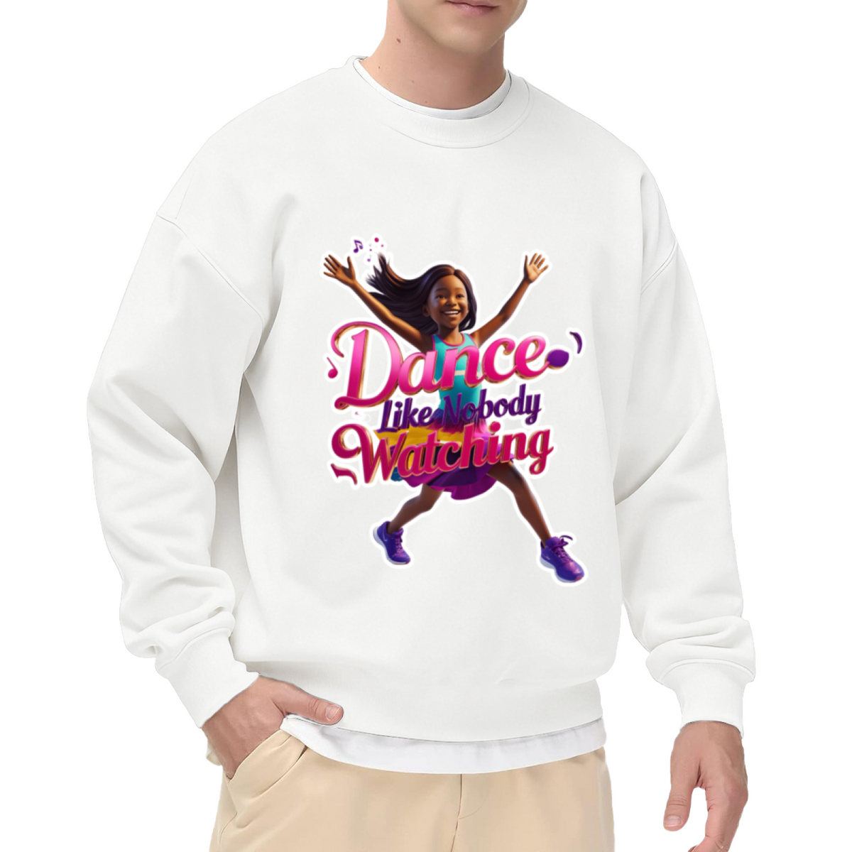 Dance Like Nobody's Watching Dancer Graphic Crewneck Sweatshirt | Colorful Dance Motivation Pullover, Dancer Gift Top