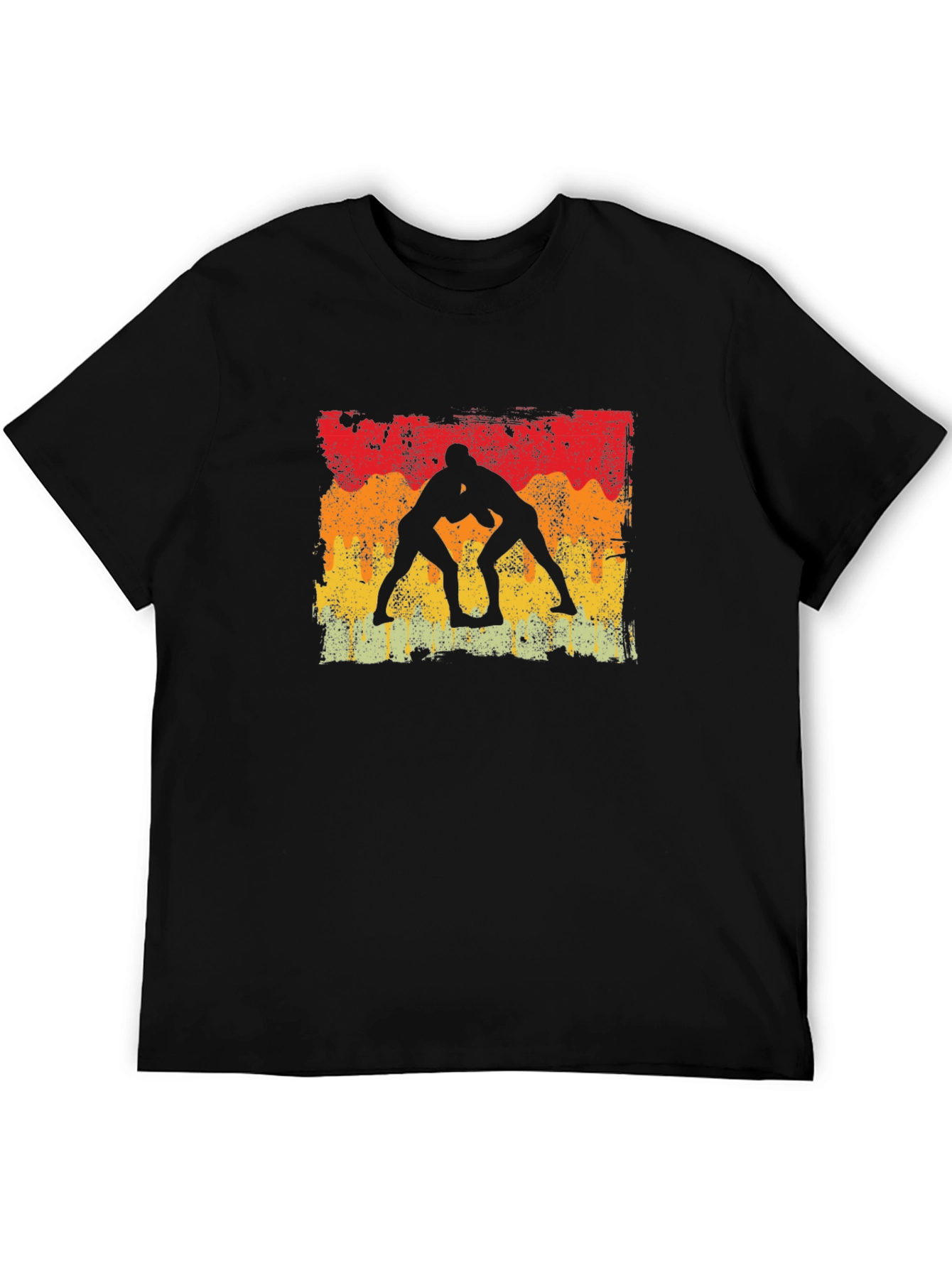 Wrestling Silhouette Graphic T-Shirt - Vintage Style