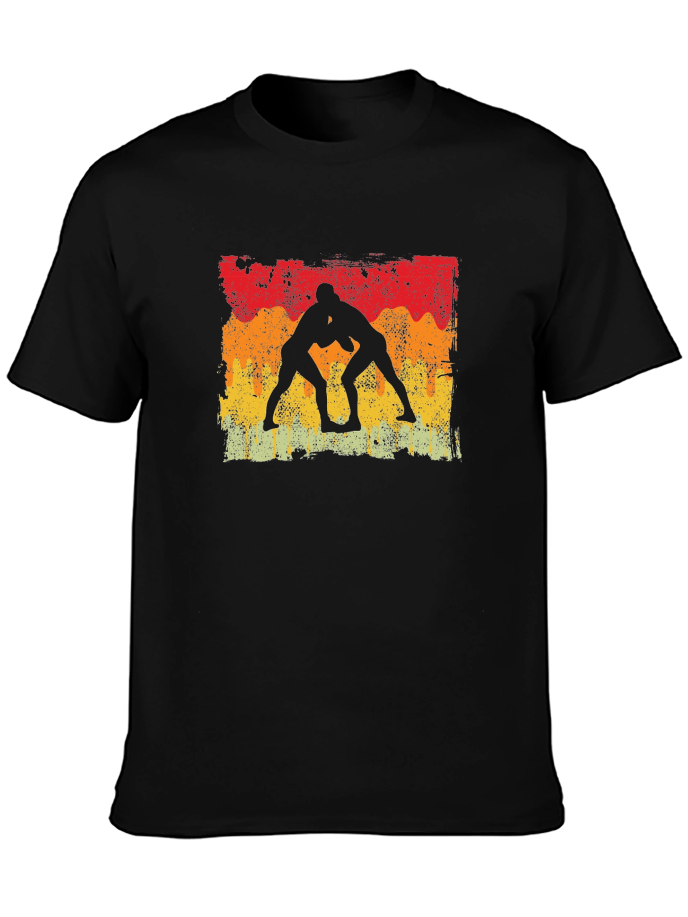 Wrestling Silhouette Graphic T-Shirt - Vintage Style