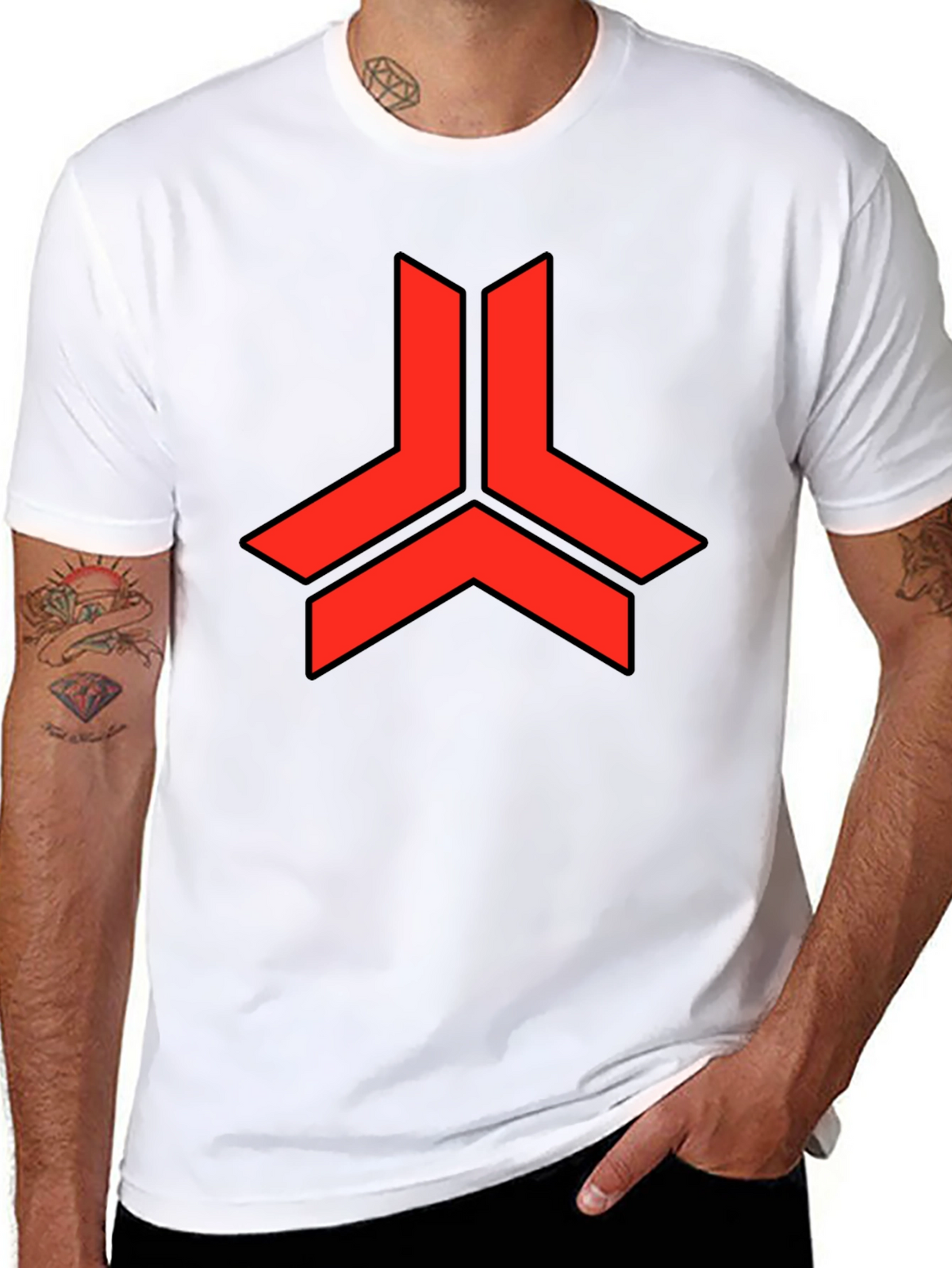 Geometric Red Logo Black T-Shirt