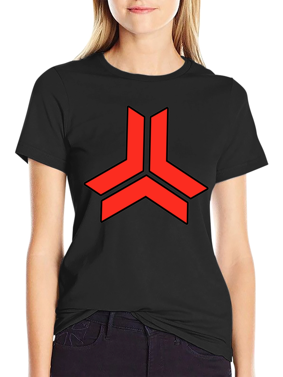 Geometric Red Logo Black T-Shirt