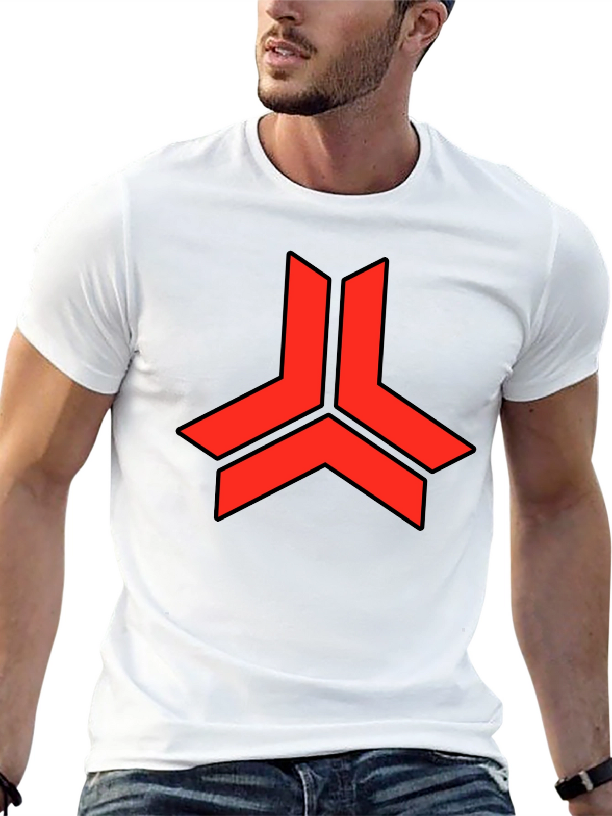 Geometric Red Logo Black T-Shirt