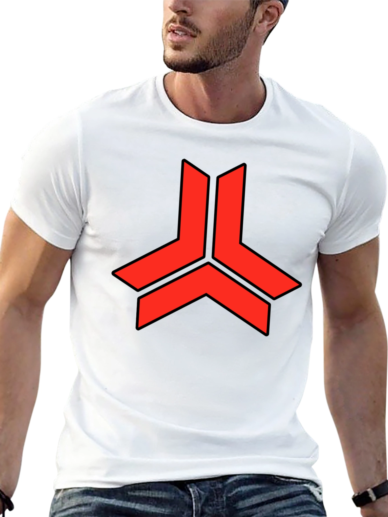 Geometric Red Logo Black T-Shirt