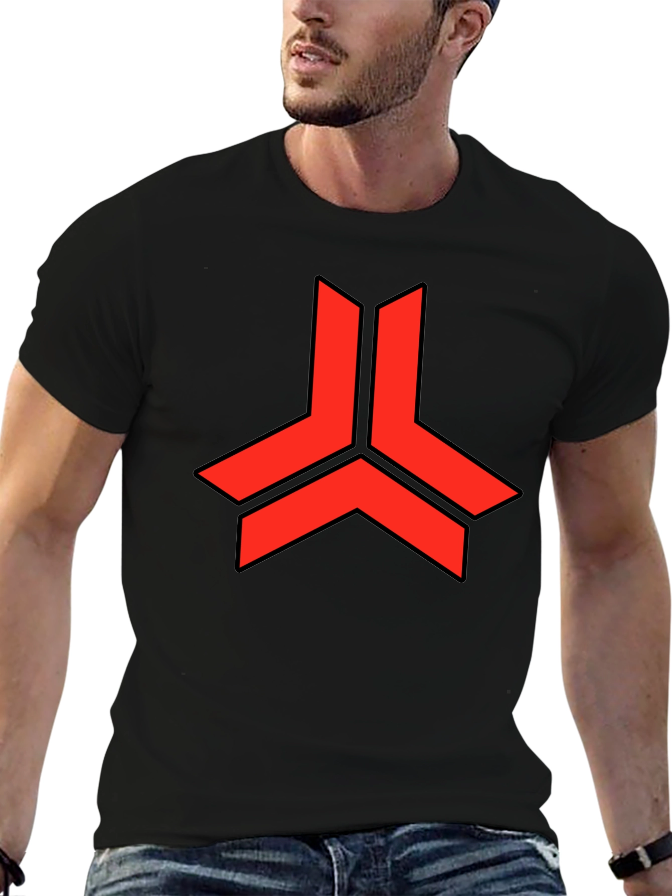 Geometric Red Logo Black T-Shirt