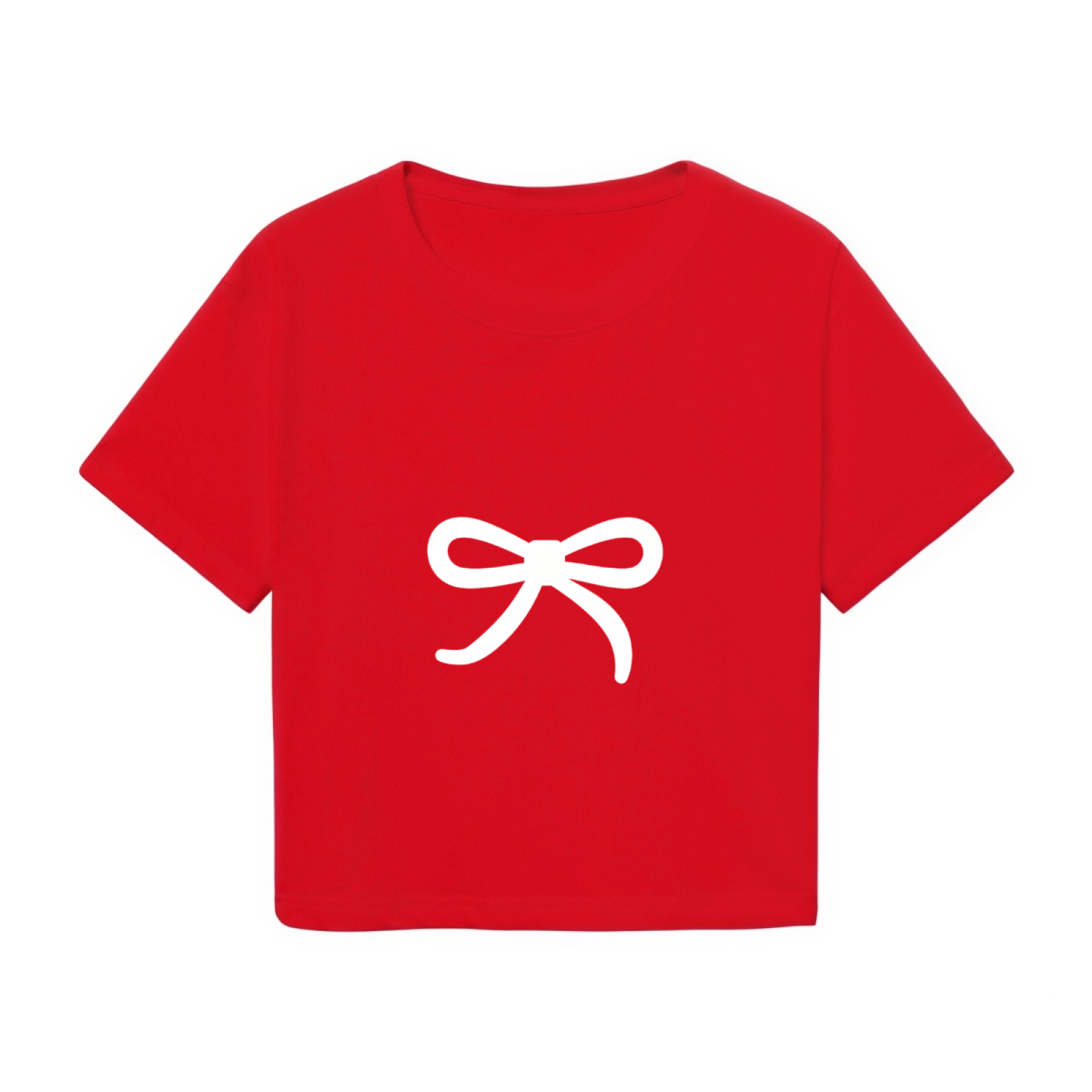 Simple White Bow Coquette Red Cropped T-shirt