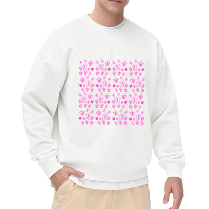 GAL EXCEL Butterfly Floral Sweatshirt | Pink Hand-Drawn Pattern Crewneck, Vintage Cute Aesthetic Pullover Top, Spring Gift for Women Girls