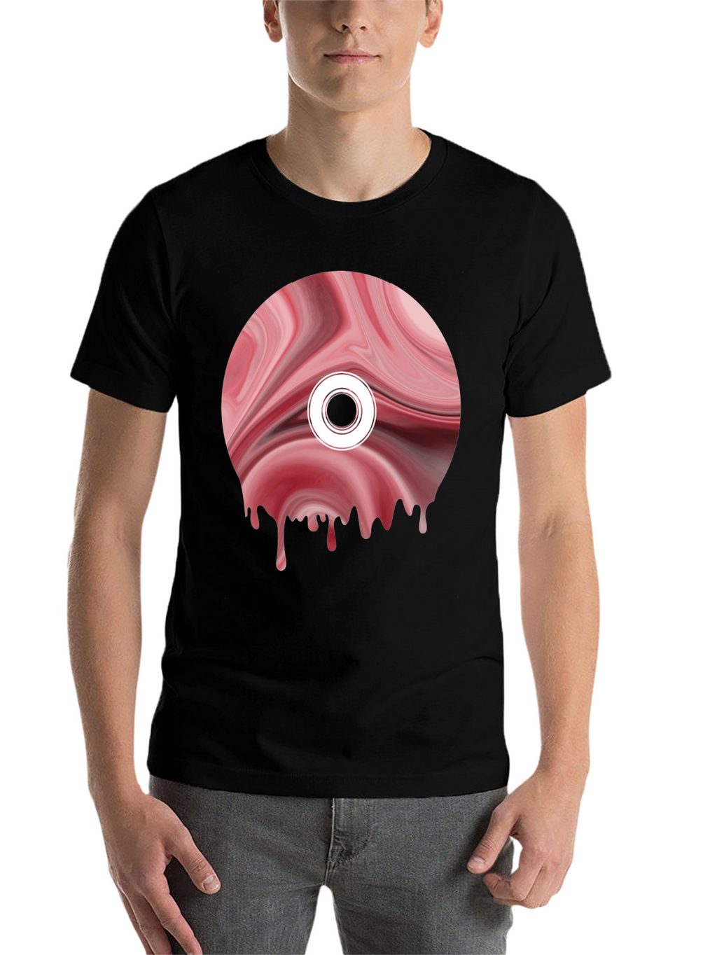 Abstract Melting Disc Graphic Tee - Black