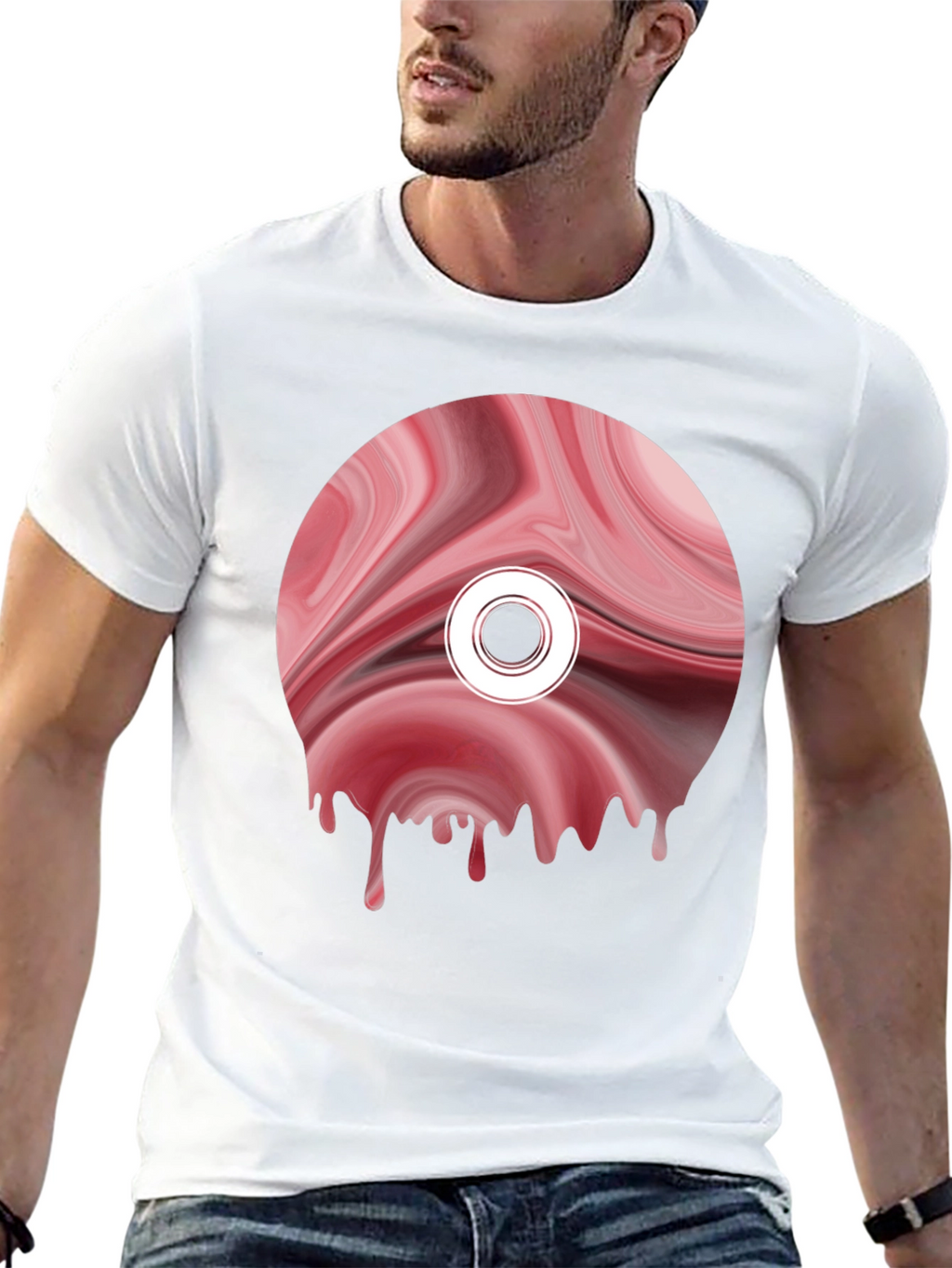 Abstract Melting Disc Graphic Tee - Black