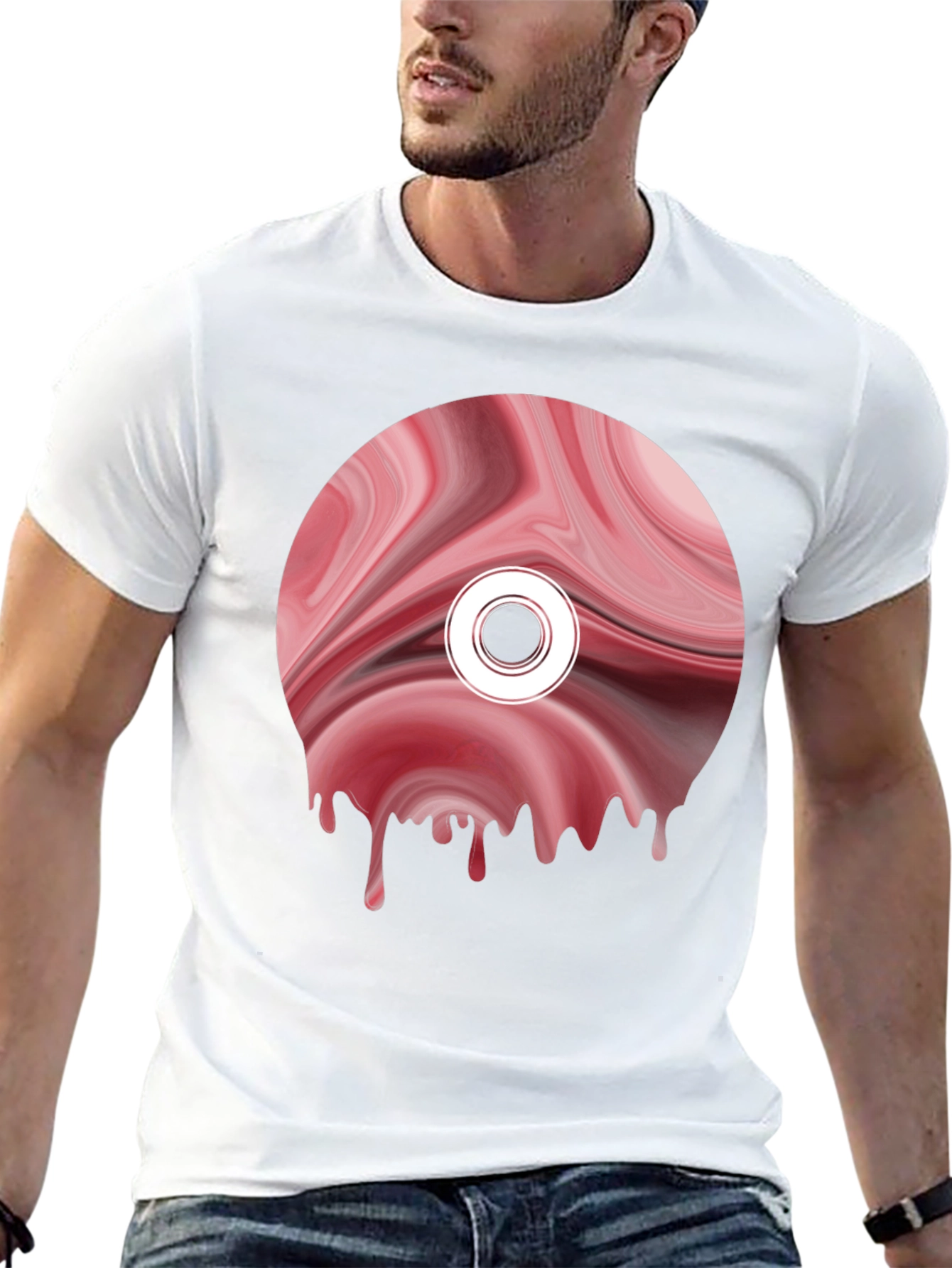 Abstract Melting Disc Graphic Tee - Black