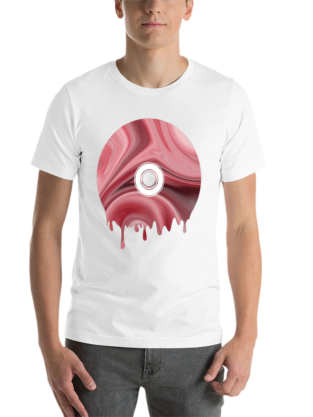 Abstract Melting Disc Graphic Tee - Black