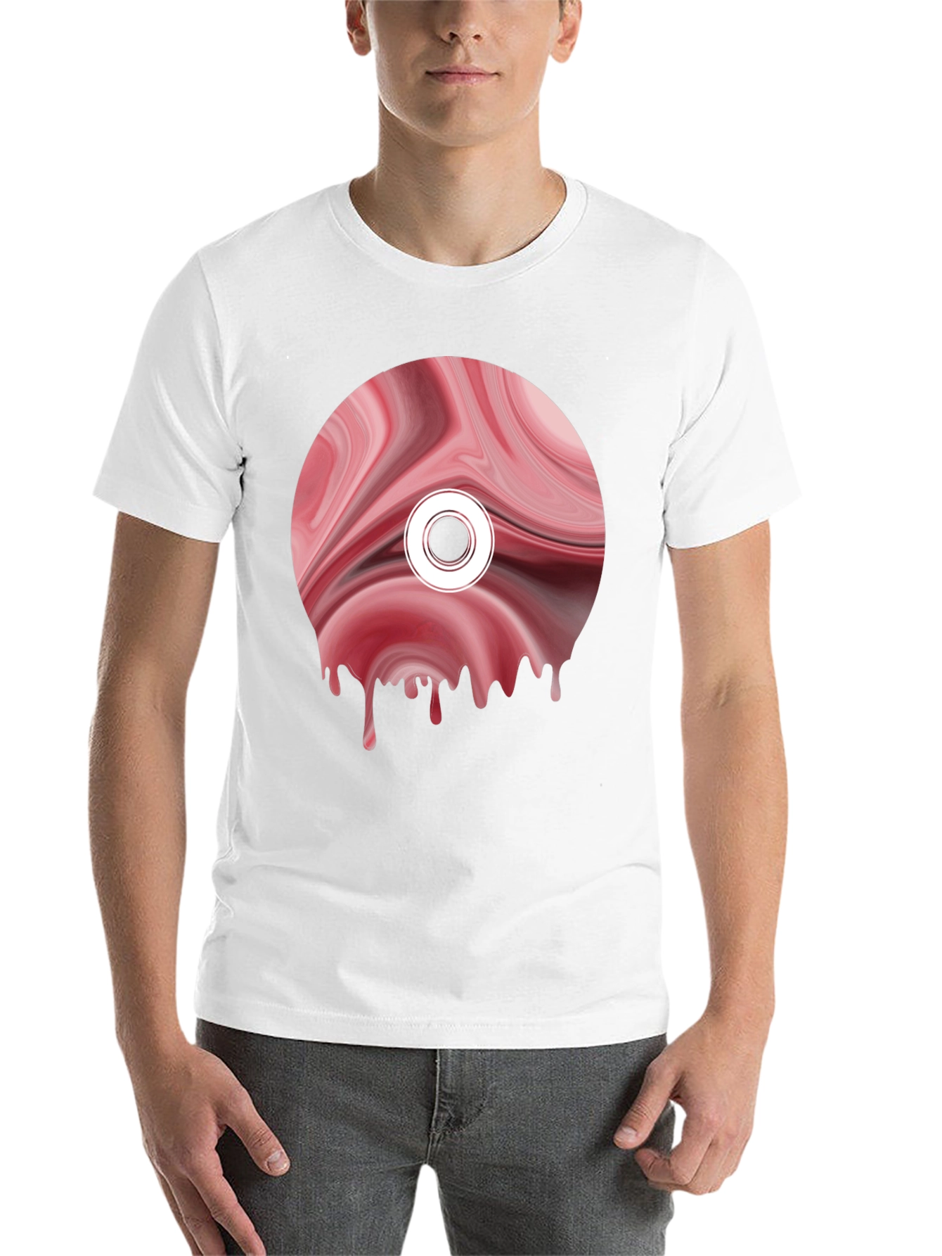 Abstract Melting Disc Graphic Tee - Black
