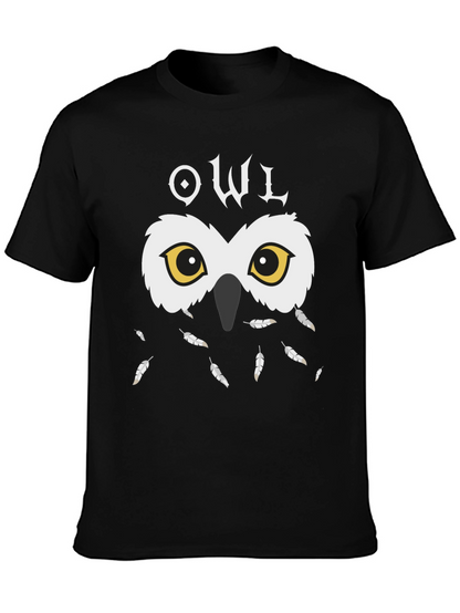 Owl Graphic Black T-Shirt - Unique Design