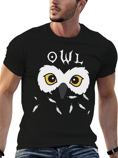 Owl Graphic Black T-Shirt - Unique Design