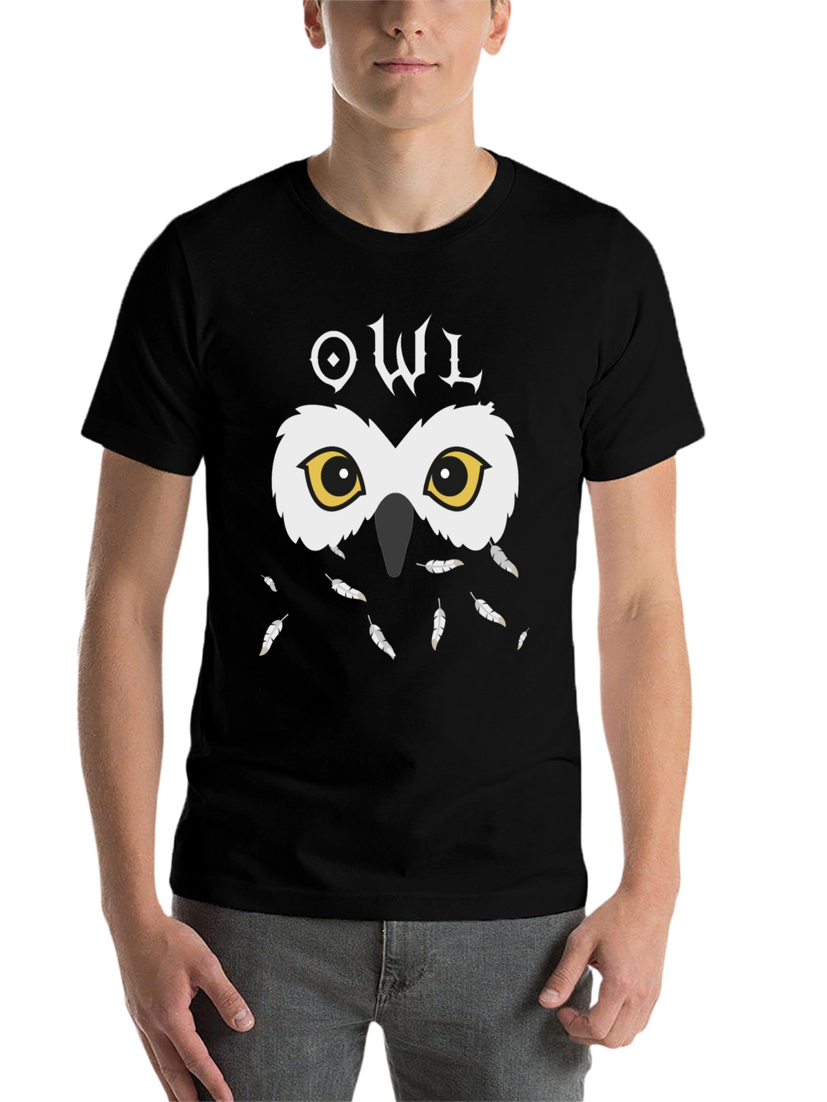 Owl Graphic Black T-Shirt - Unique Design