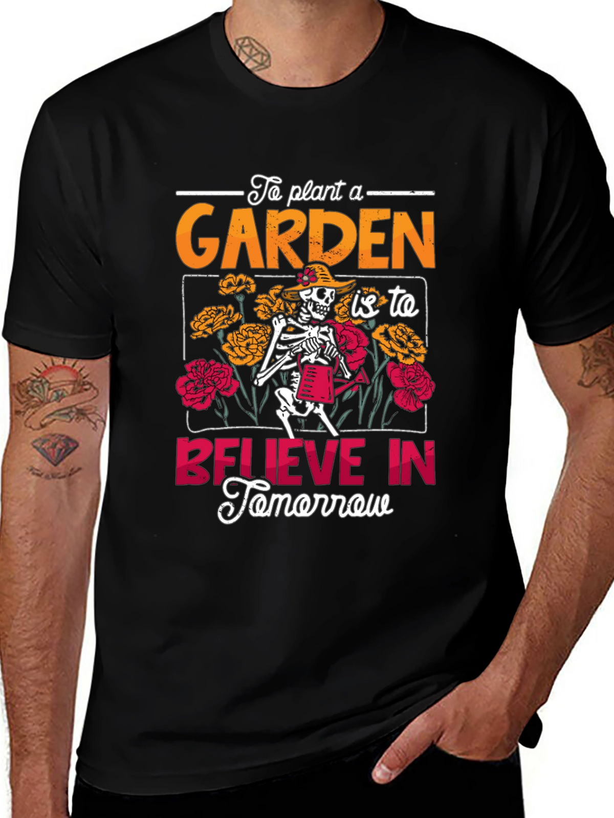 Gardening Skeleton Graphic Tee - Believe In Tomorrow