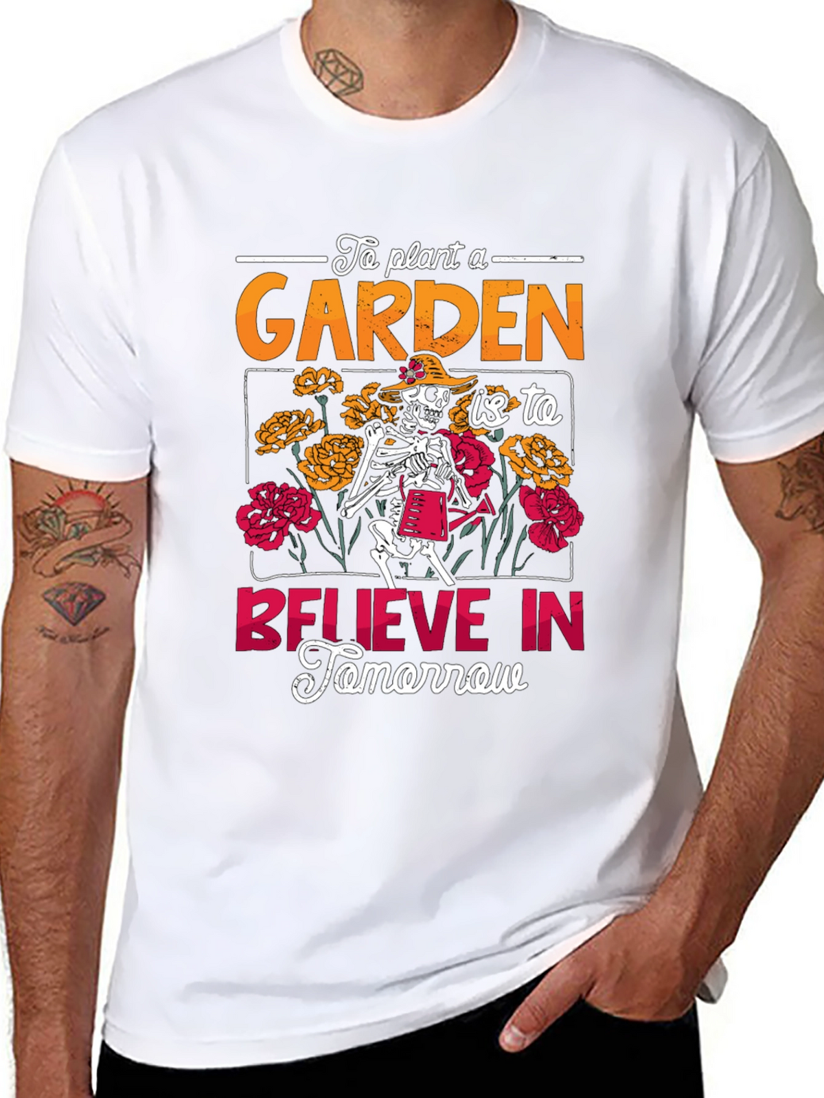 Gardening Skeleton Graphic Tee - Believe In Tomorrow