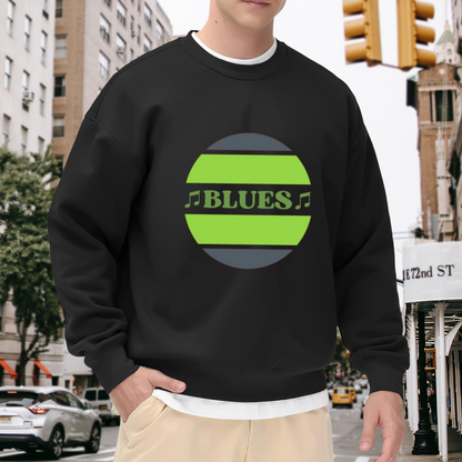 Blues Music Badge Crewneck Sweatshirt, Retro Vinyl Record Note Pullover, Blues Lover Gift