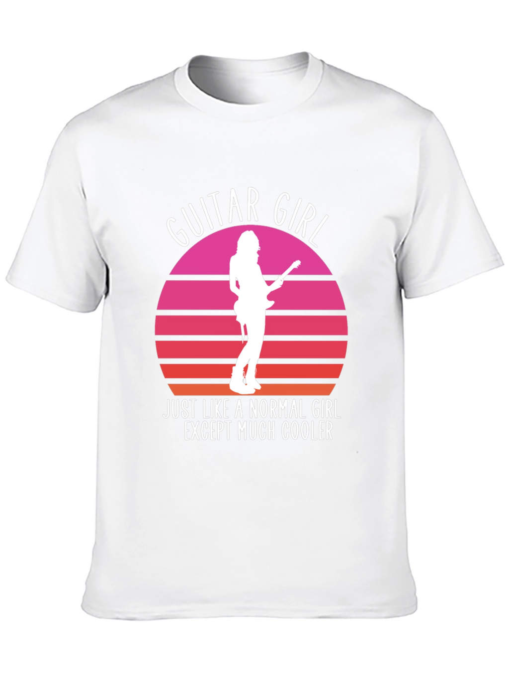 Guitar Girl Cool Retro Sunset T-Shirt