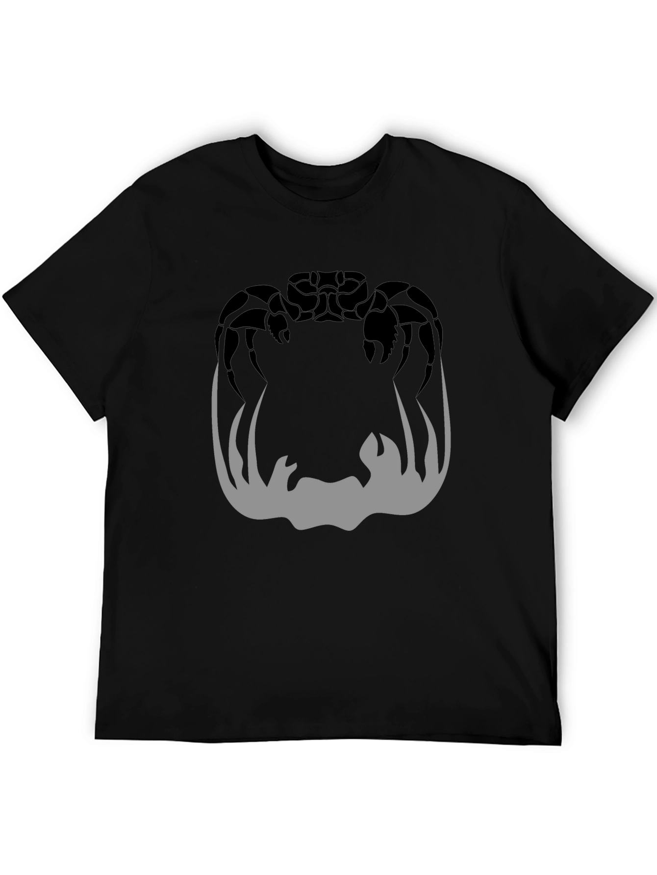 Crab Silhouette Graphic Print Mens Black T-Shirt