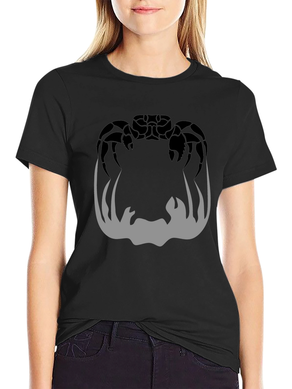Crab Silhouette Graphic Print Mens Black T-Shirt
