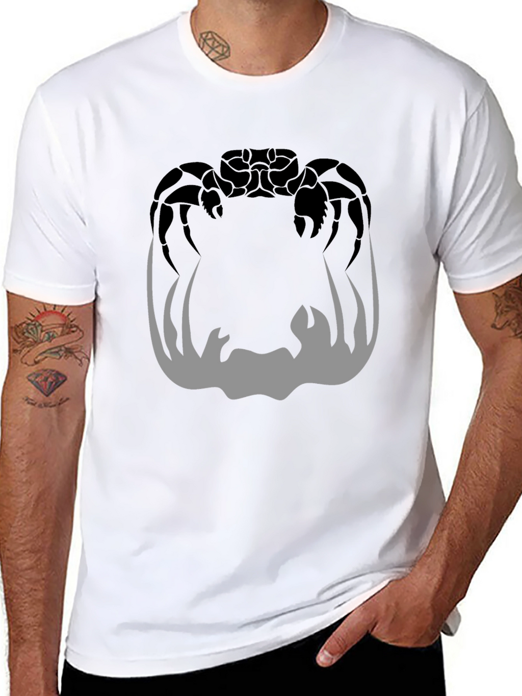 Crab Silhouette Graphic Print Mens Black T-Shirt