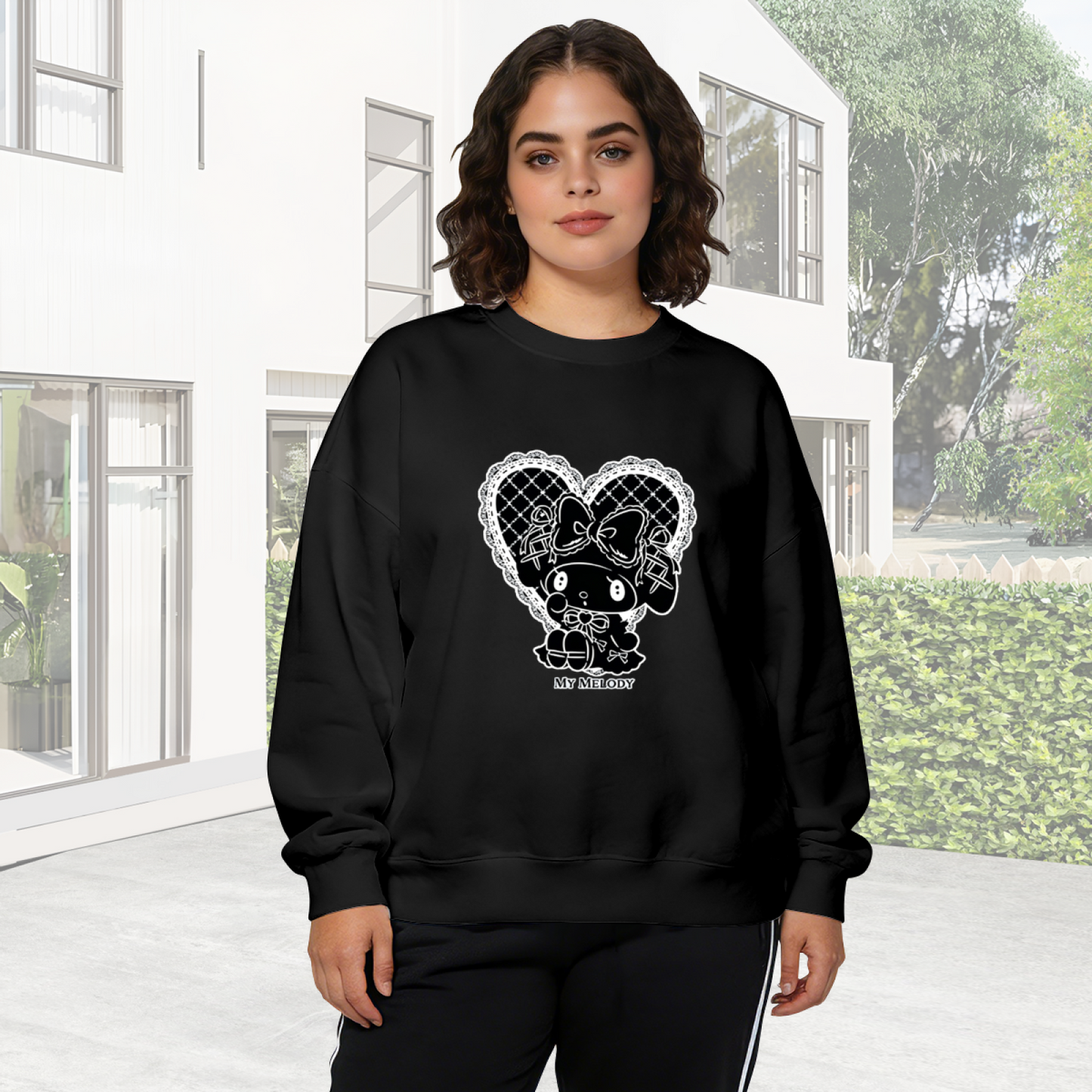 Lace Heart My Melody Dark Aesthetic Crewneck Sweatshirt