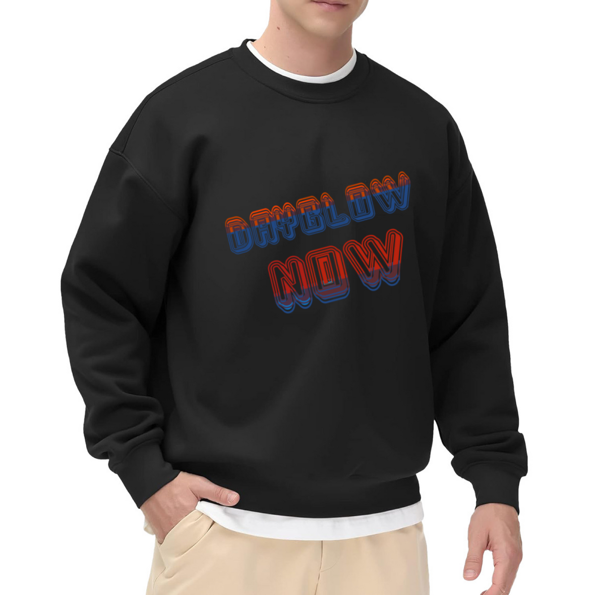 Dayglow Now Sweatshirt | Retro 3D Lettering Graphic Crewneck, Vintage Streetwear Logo Pullover Top, 90s Inspired Gift for Men Women