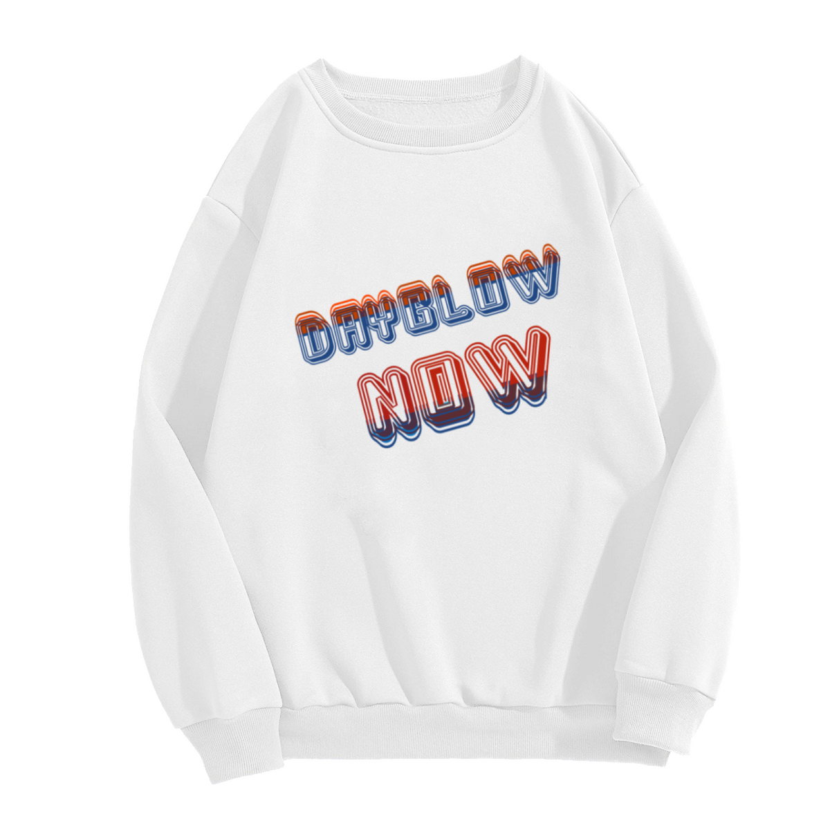 Dayglow Now Sweatshirt | Retro 3D Lettering Graphic Crewneck, Vintage Streetwear Logo Pullover Top, 90s Inspired Gift for Men Women
