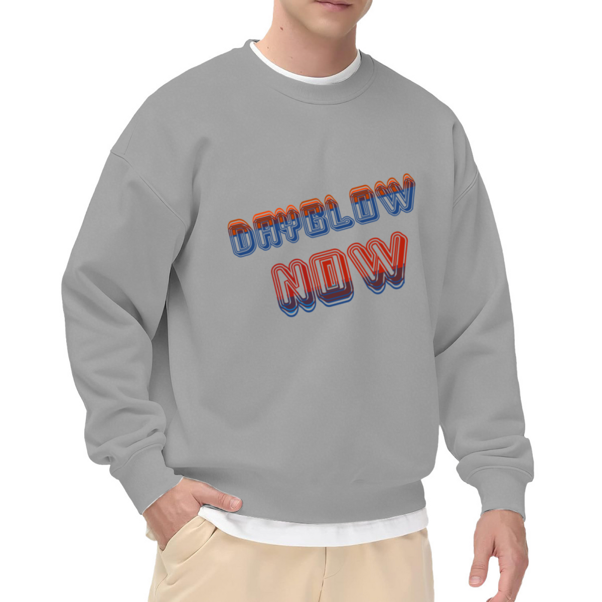 Dayglow Now Sweatshirt | Retro 3D Lettering Graphic Crewneck, Vintage Streetwear Logo Pullover Top, 90s Inspired Gift for Men Women