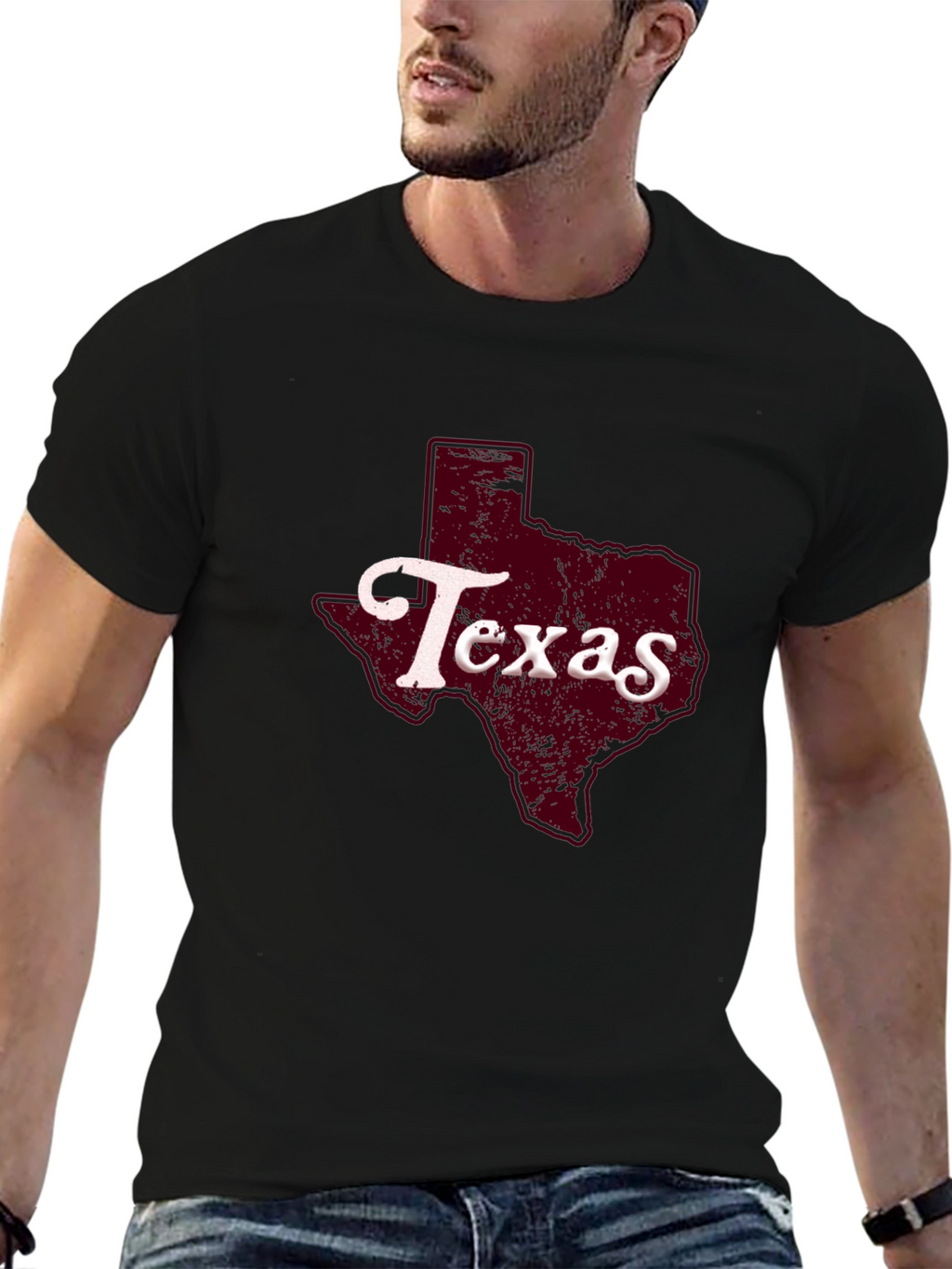 Texas State Graphic Print Black T-Shirt