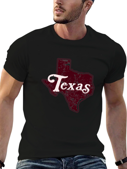 Texas State Graphic Print Black T-Shirt
