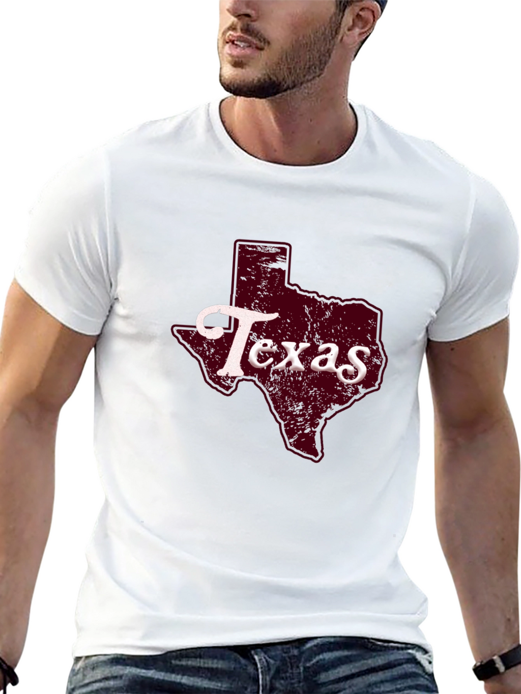 Texas State Graphic Print Black T-Shirt