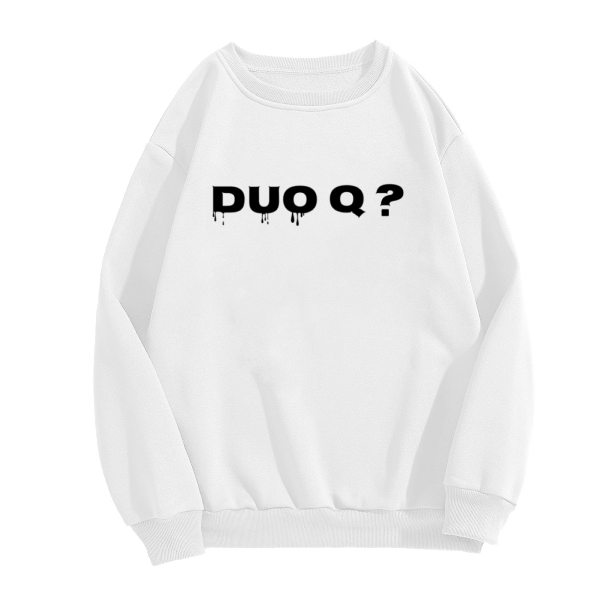 Duo Q Gaming Drip Letter Crewneck Sweatshirt | Multiplayer Streetwear Graphic Pullover, Gamer Duo Gift
