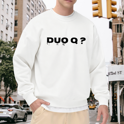 Duo Q Gaming Drip Letter Crewneck Sweatshirt | Multiplayer Streetwear Graphic Pullover, Gamer Duo Gift
