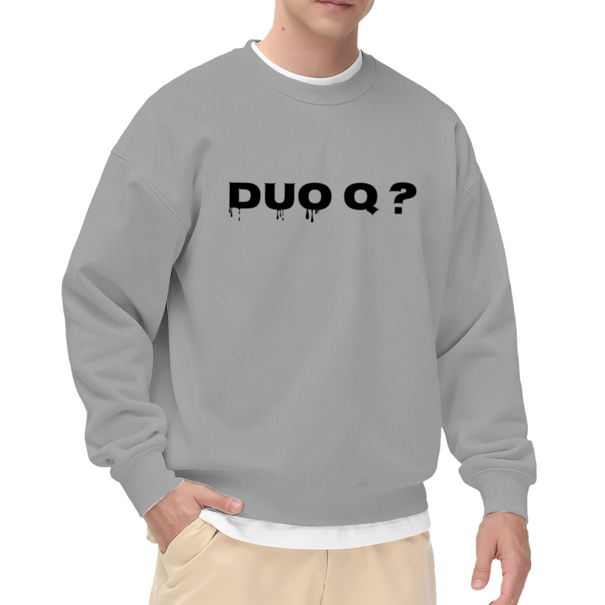 Duo Q Gaming Drip Letter Crewneck Sweatshirt | Multiplayer Streetwear Graphic Pullover, Gamer Duo Gift