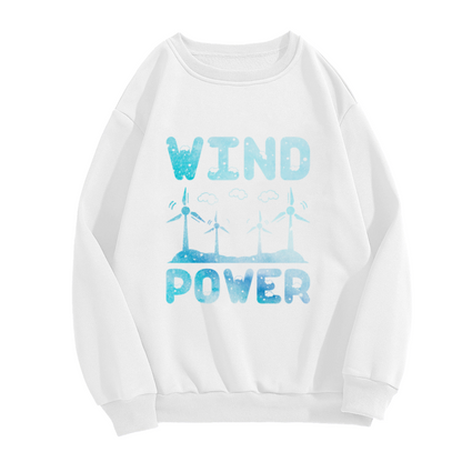 Wind Power Wind Turbines Crewneck Sweatshirt, Renewable Energy Graphic Pullover, Eco Engineer Gift