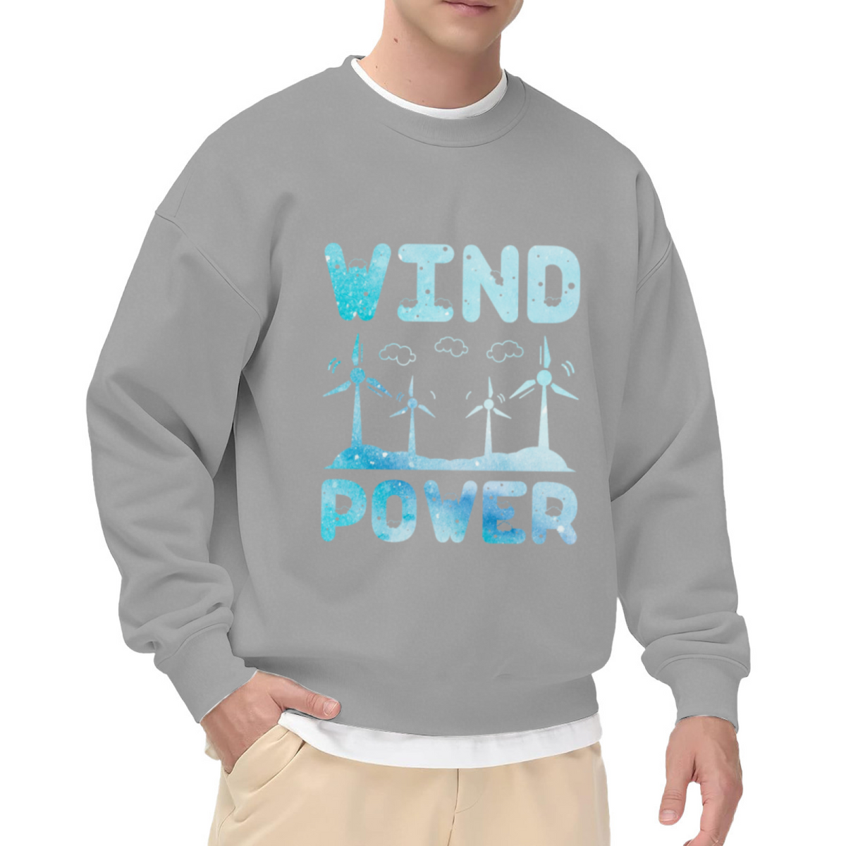 Wind Power Wind Turbines Crewneck Sweatshirt, Renewable Energy Graphic Pullover, Eco Engineer Gift