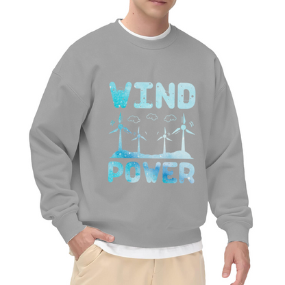 Wind Power Wind Turbines Crewneck Sweatshirt, Renewable Energy Graphic Pullover, Eco Engineer Gift