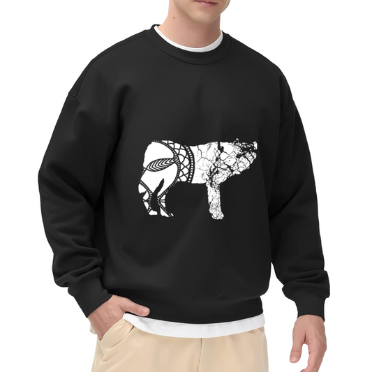 Mandala Sheep Silhouette Crewneck Sweatshirt, Ornate Pattern Animal Pullover, Boho Art Gift