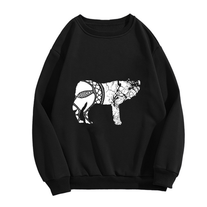 Mandala Sheep Silhouette Crewneck Sweatshirt, Ornate Pattern Animal Pullover, Boho Art Gift